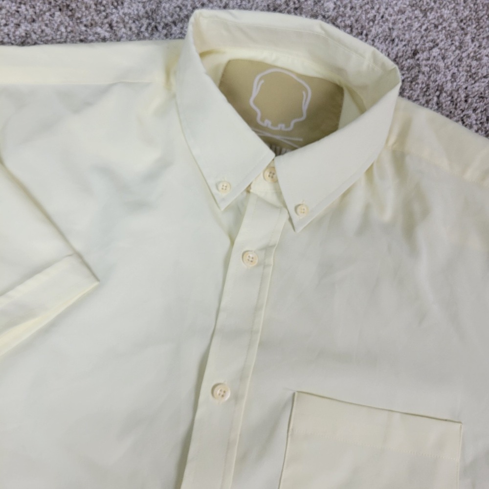 The Drive Clothing Mens Large Solid Yellow Button‎ Down Short Sleeve